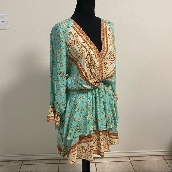 Umgee Floral Print Layered Mini Dress Size Small - Picture 6 of 17